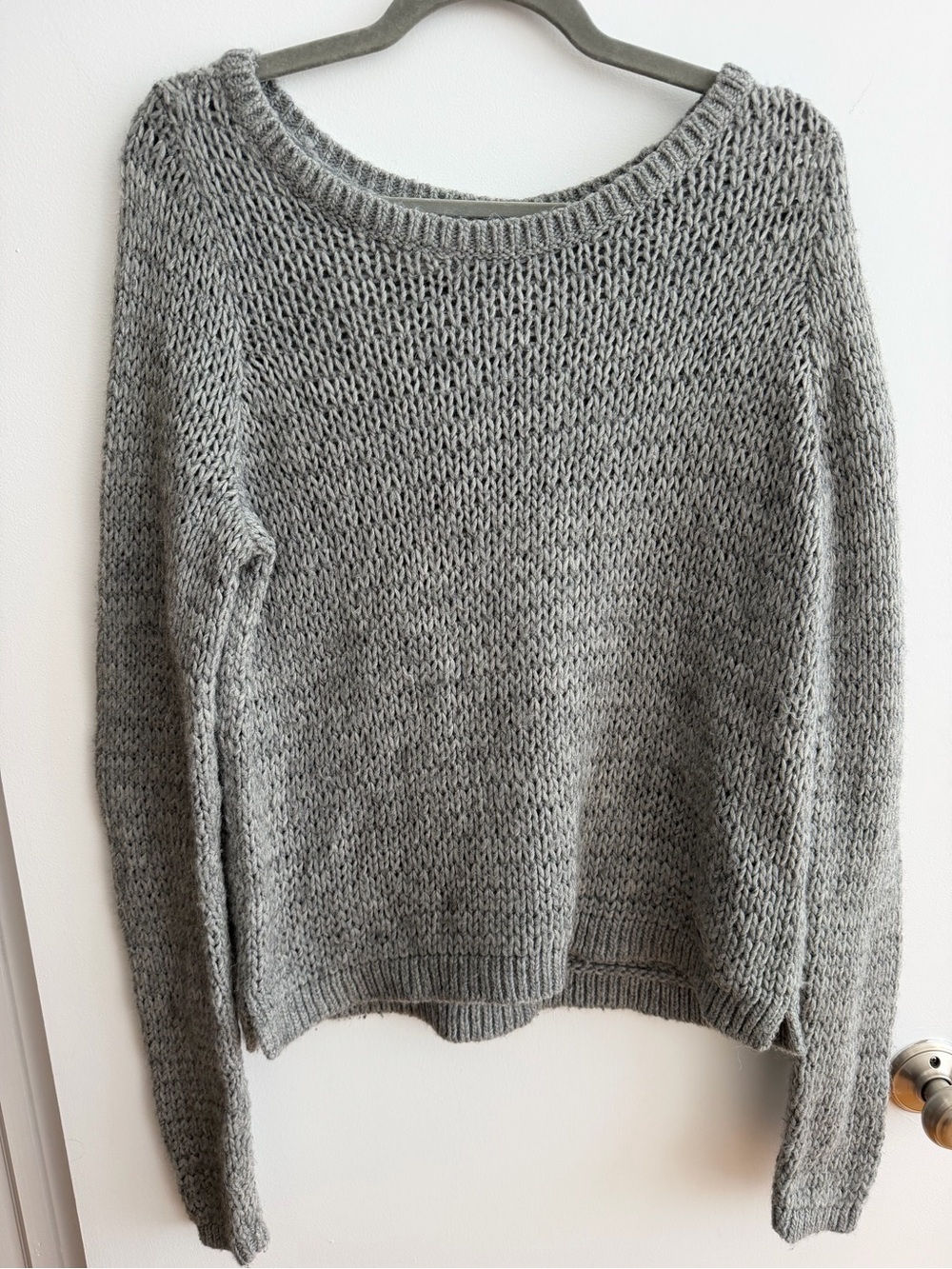Abercrombie & Fitch Gray Open Knit Sweater Wool Alpaca Blend L